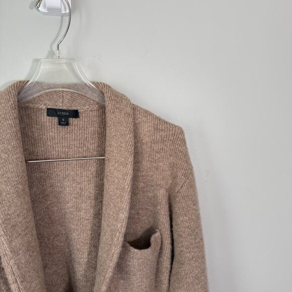 J. Crew Cocoon Sweater Blazer Cardigan Womens S Tan Merino Wool Alpaca Pockets - Picture 5 of 8